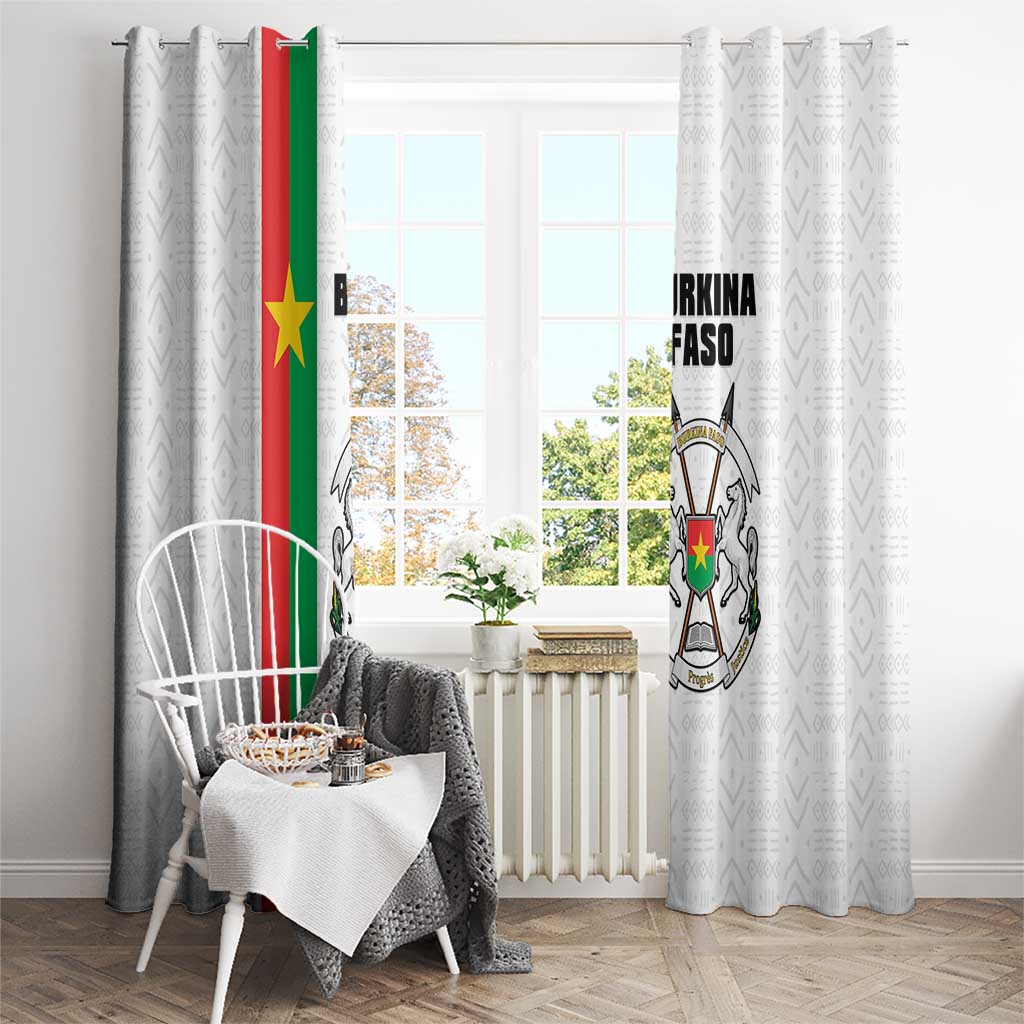 Burkina Faso Striped Window Curtain African Mud Cloth Pattern - White - Wonder Print Shop