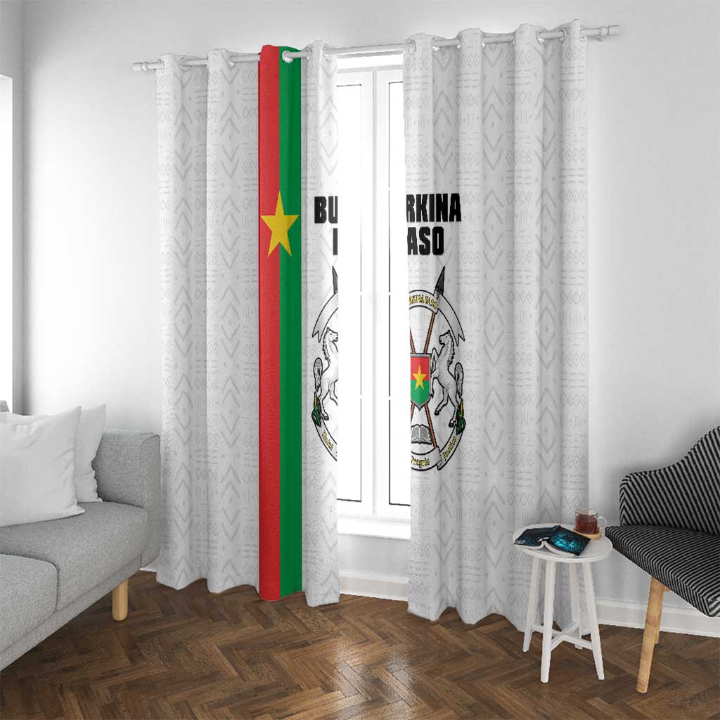 Burkina Faso Striped Window Curtain African Mud Cloth Pattern - White - Wonder Print Shop