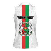 Personalized Burkina Faso Striped Women Sleeveless Polo Shirt African Mud Cloth Pattern - White - Wonder Print Shop