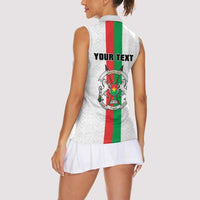 Personalized Burkina Faso Striped Women Sleeveless Polo Shirt African Mud Cloth Pattern - White - Wonder Print Shop