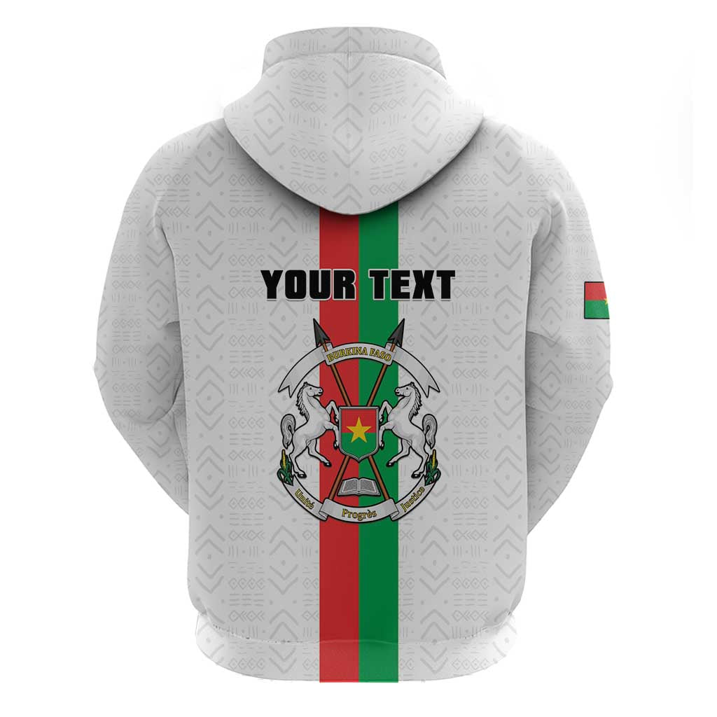 Personalized Burkina Faso Striped Zip Hoodie African Mud Cloth Pattern - White - Wonder Print Shop