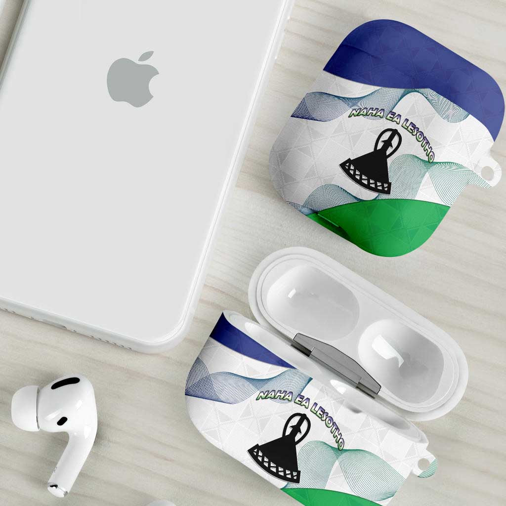 Lesotho AirPods Case Coat Of Arms With Kente Pattern - Wonder Print Shop
