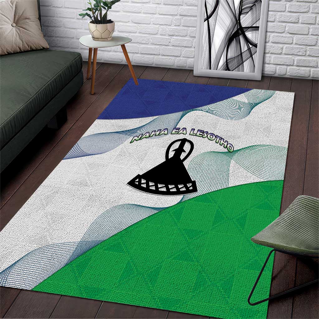 Lesotho Area Rug Coat Of Arms With Kente Pattern - Wonder Print Shop