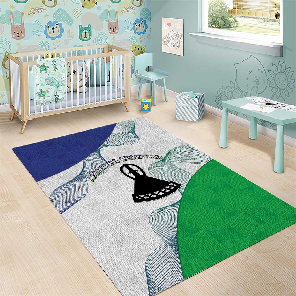 Lesotho Area Rug Coat Of Arms With Kente Pattern - Wonder Print Shop