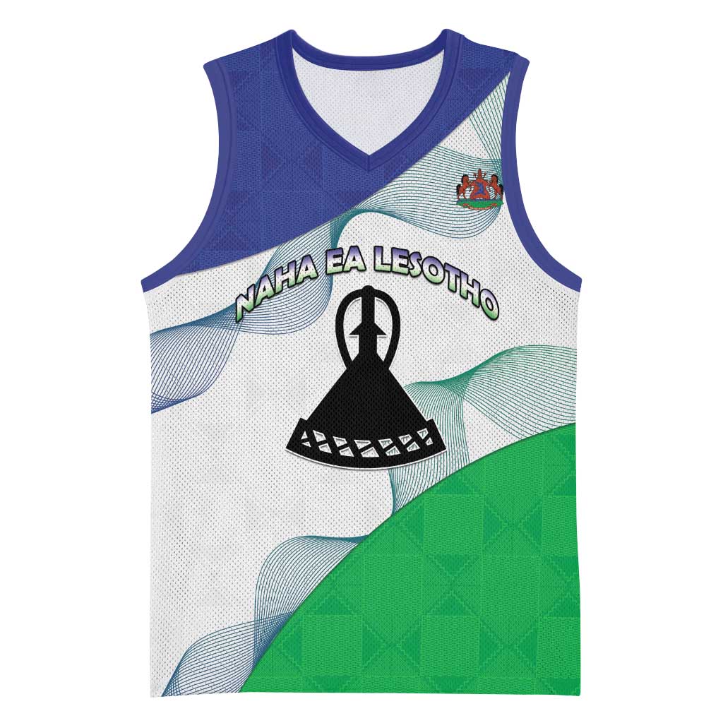 Personalized Lesotho Basketball Jersey Coat Of Arms With Kente Pattern - Wonder Print Shop