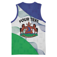 Personalized Lesotho Basketball Jersey Coat Of Arms With Kente Pattern - Wonder Print Shop