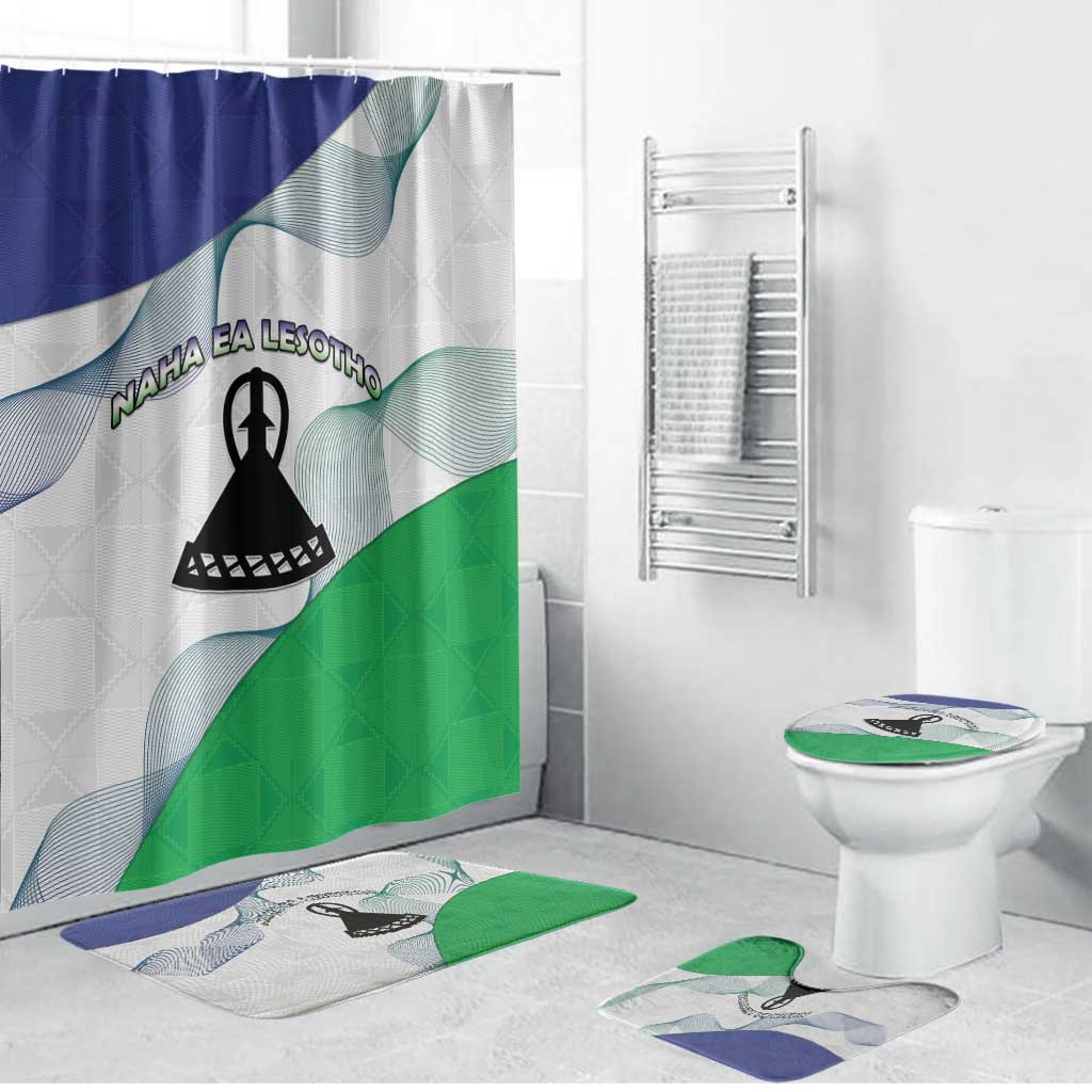 Lesotho Bathroom Set Coat Of Arms With Kente Pattern - Wonder Print Shop