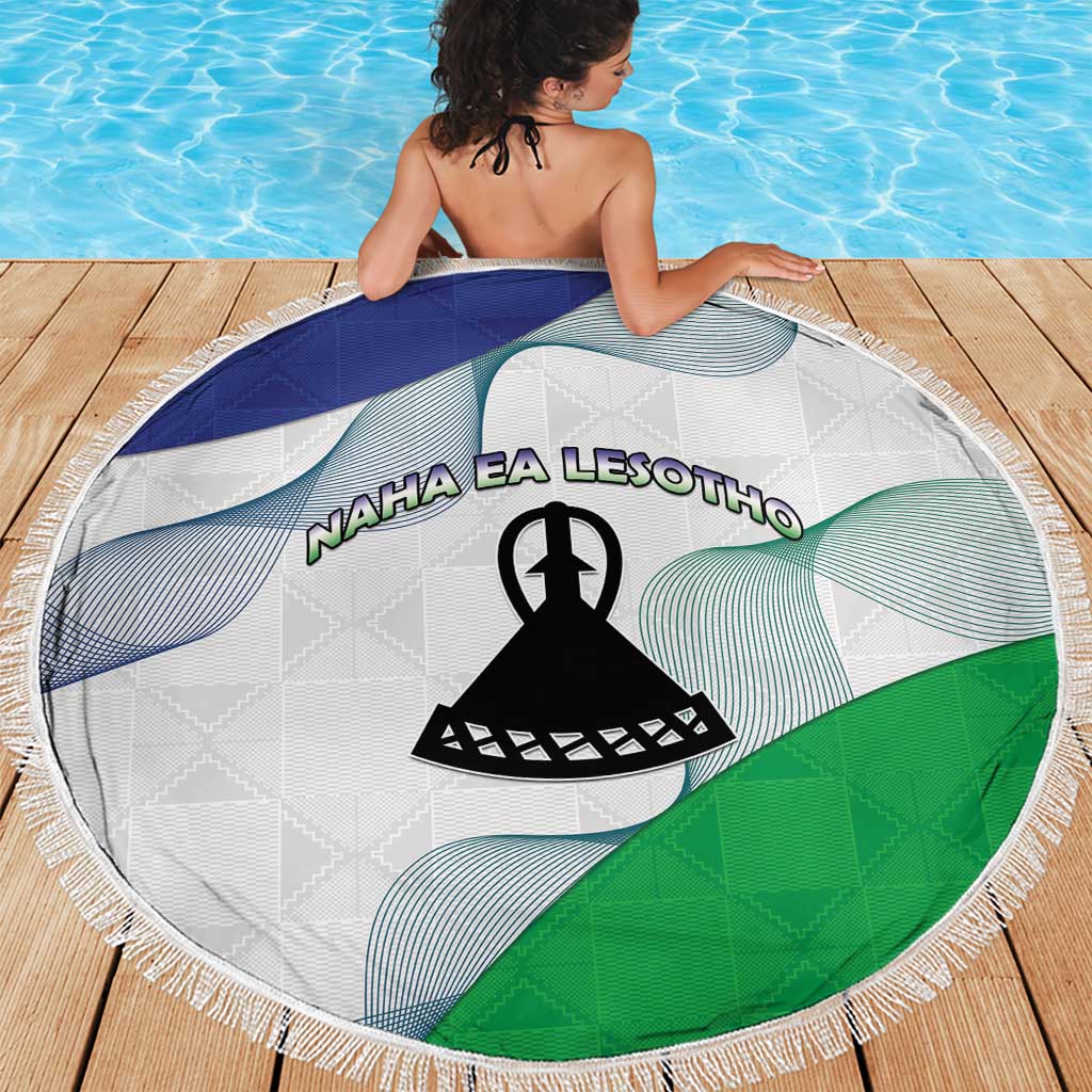 Lesotho Beach Blanket Coat Of Arms With Kente Pattern - Wonder Print Shop
