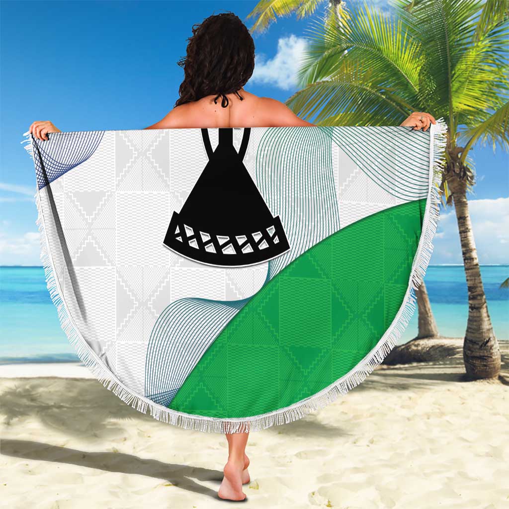 Lesotho Beach Blanket Coat Of Arms With Kente Pattern - Wonder Print Shop