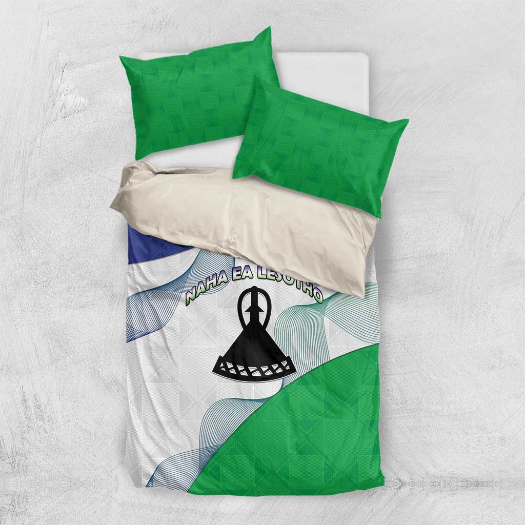Lesotho Bedding Set Coat Of Arms With Kente Pattern - Wonder Print Shop