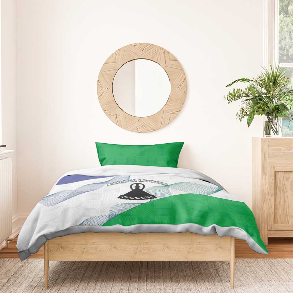 Lesotho Bedding Set Coat Of Arms With Kente Pattern - Wonder Print Shop
