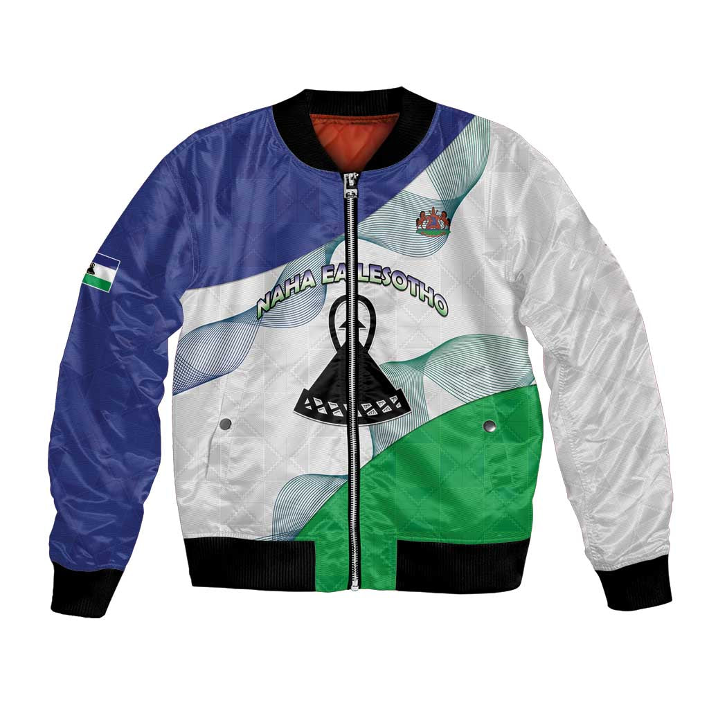 Personalized Lesotho Bomber Jacket Coat Of Arms With Kente Pattern - Wonder Print Shop