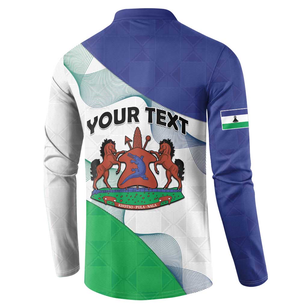 Personalized Lesotho Button Sweatshirt Coat Of Arms With Kente Pattern - Wonder Print Shop