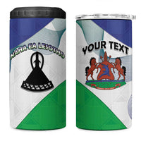 Personalized Lesotho 4 in 1 Can Cooler Tumbler Coat Of Arms With Kente Pattern - Wonder Print Shop