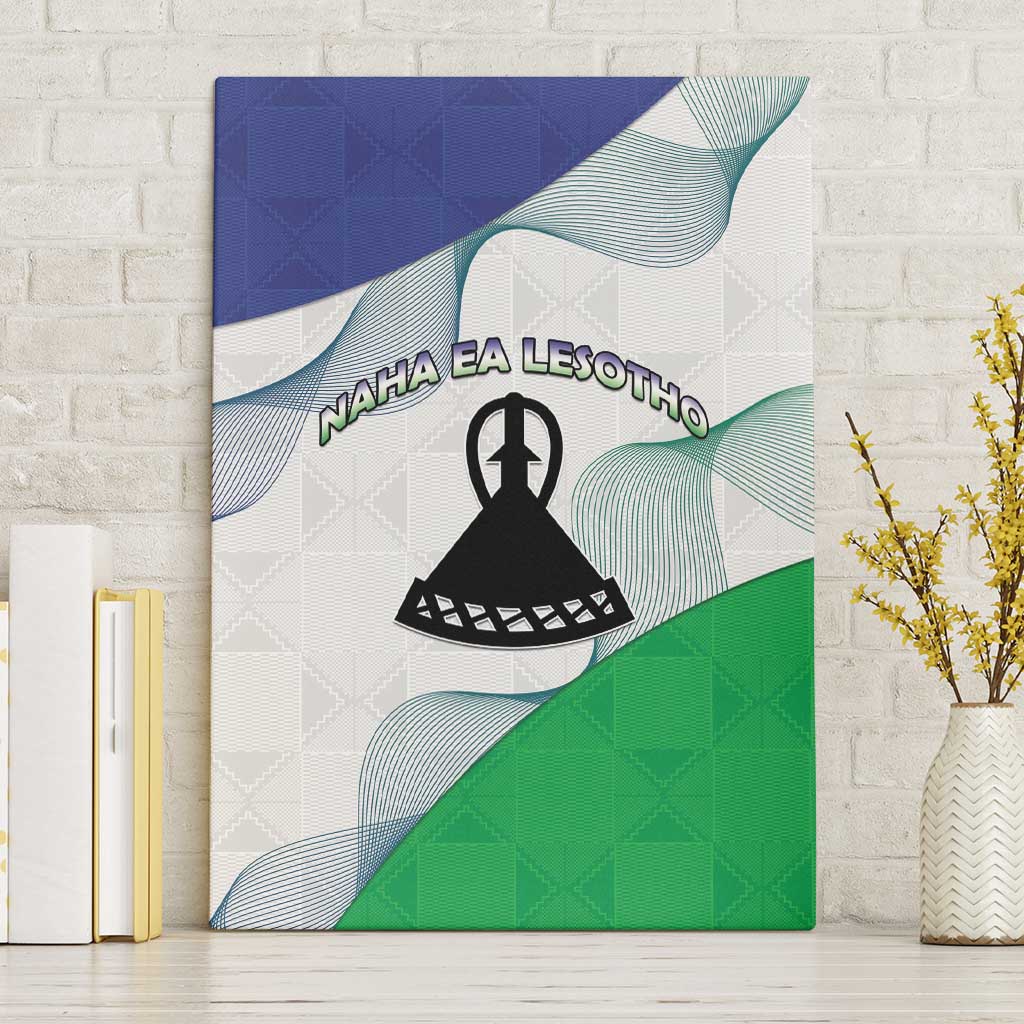 Lesotho Canvas Wall Art Coat Of Arms With Kente Pattern - Wonder Print Shop