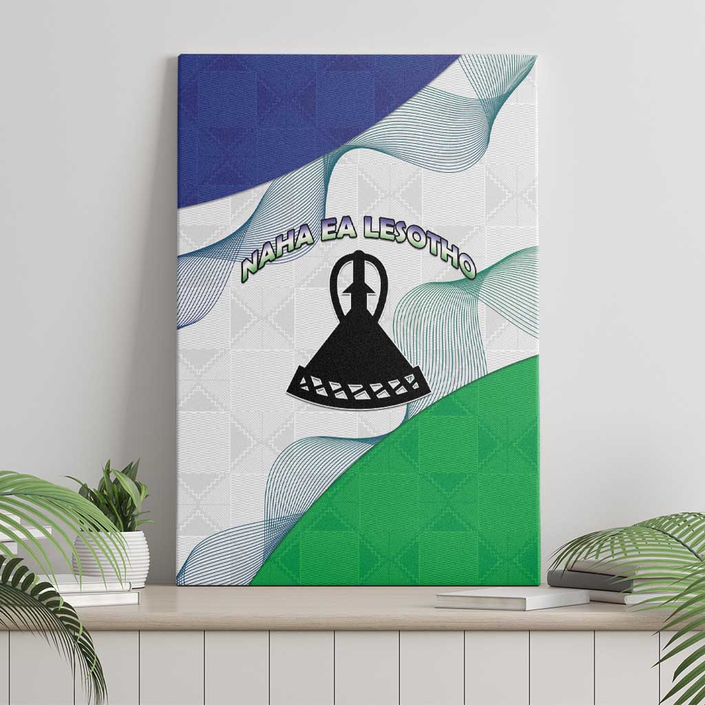 Lesotho Canvas Wall Art Coat Of Arms With Kente Pattern - Wonder Print Shop