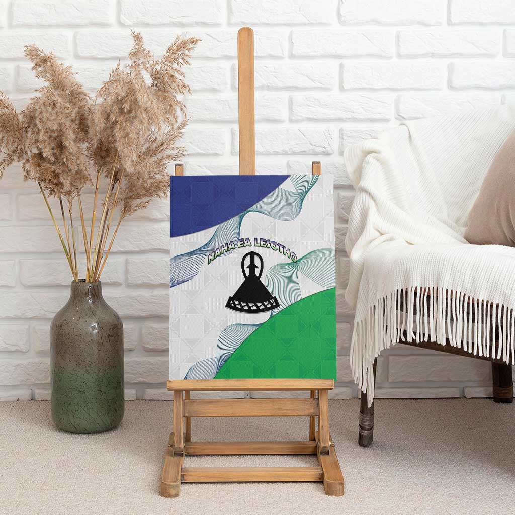 Lesotho Canvas Wall Art Coat Of Arms With Kente Pattern - Wonder Print Shop