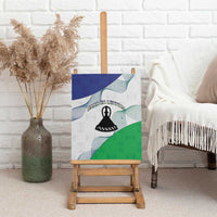 Lesotho Canvas Wall Art Coat Of Arms With Kente Pattern - Wonder Print Shop
