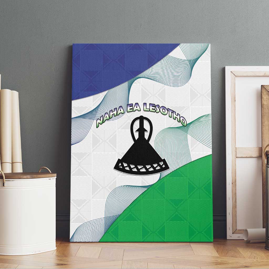 Lesotho Canvas Wall Art Coat Of Arms With Kente Pattern - Wonder Print Shop