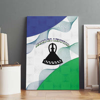 Lesotho Canvas Wall Art Coat Of Arms With Kente Pattern - Wonder Print Shop