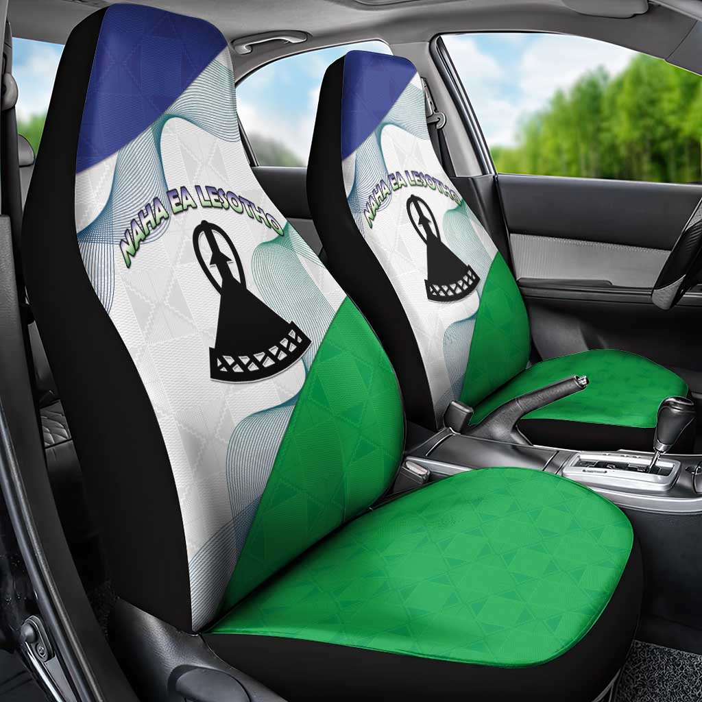 Lesotho Car Seat Cover Coat Of Arms With Kente Pattern - Wonder Print Shop