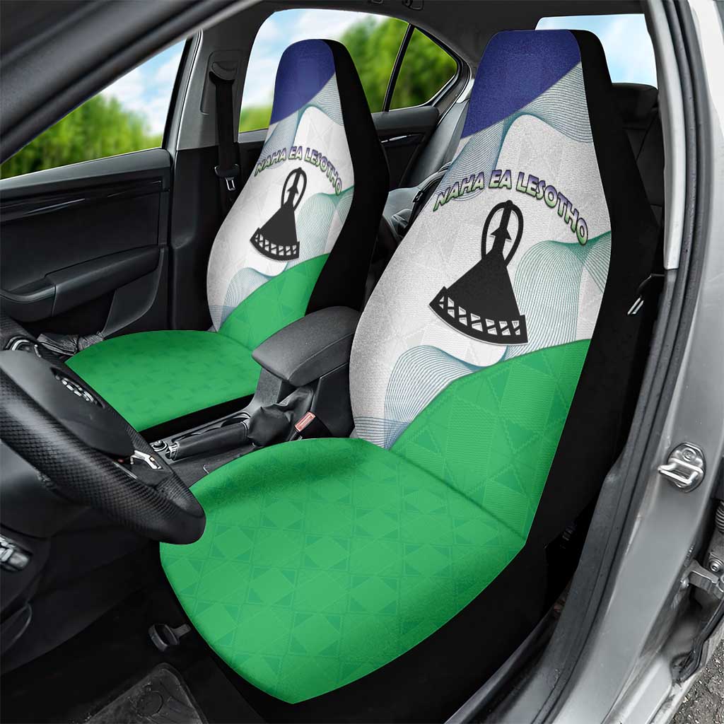 Lesotho Car Seat Cover Coat Of Arms With Kente Pattern - Wonder Print Shop