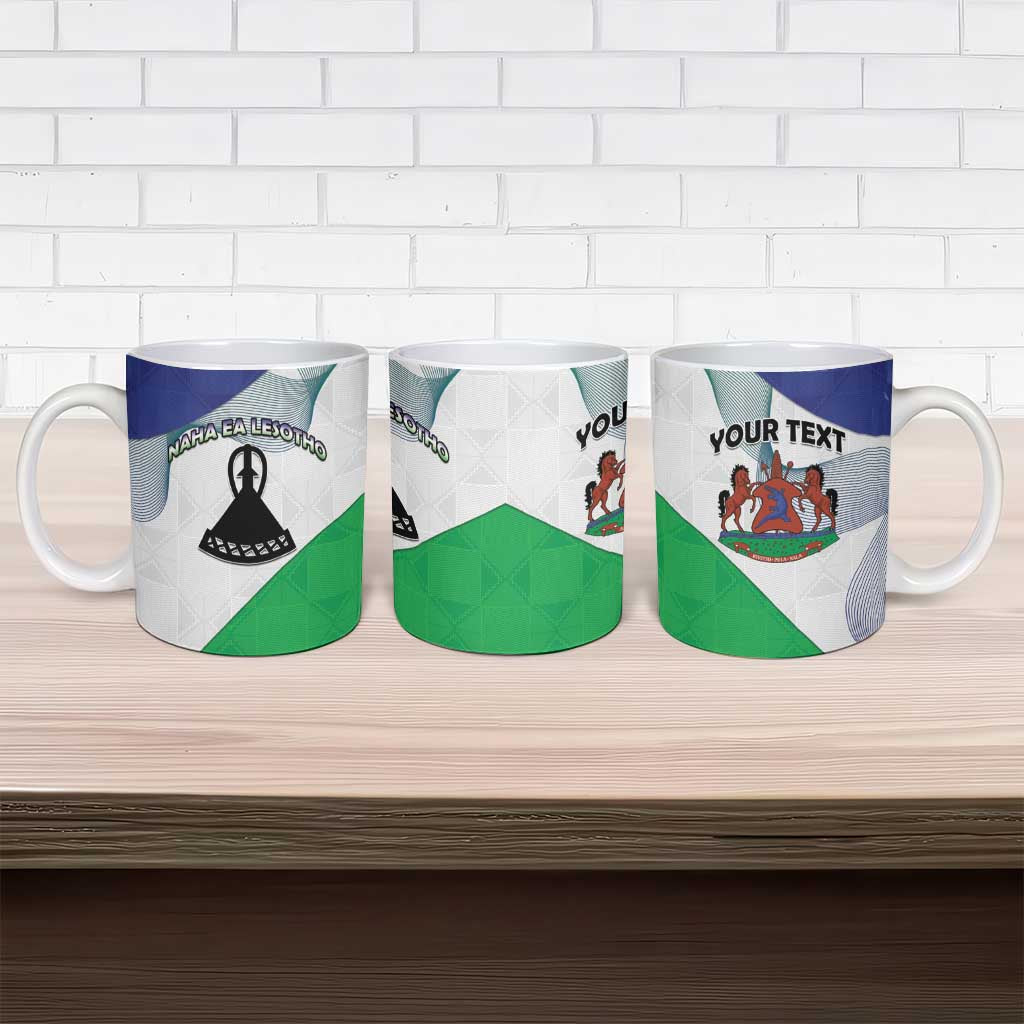 Personalized Lesotho Ceramic Mug Coat Of Arms With Kente Pattern - Wonder Print Shop