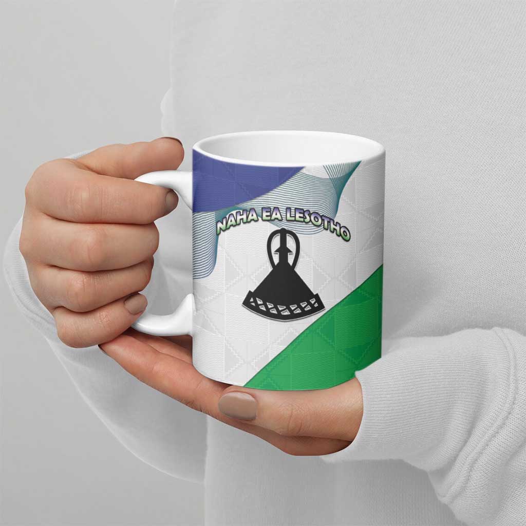Personalized Lesotho Ceramic Mug Coat Of Arms With Kente Pattern - Wonder Print Shop