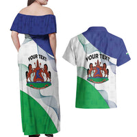 Personalized Lesotho Couples Matching Off Shoulder Maxi Dress and Hawaiian Shirt Coat Of Arms With Kente Pattern - Wonder Print Shop
