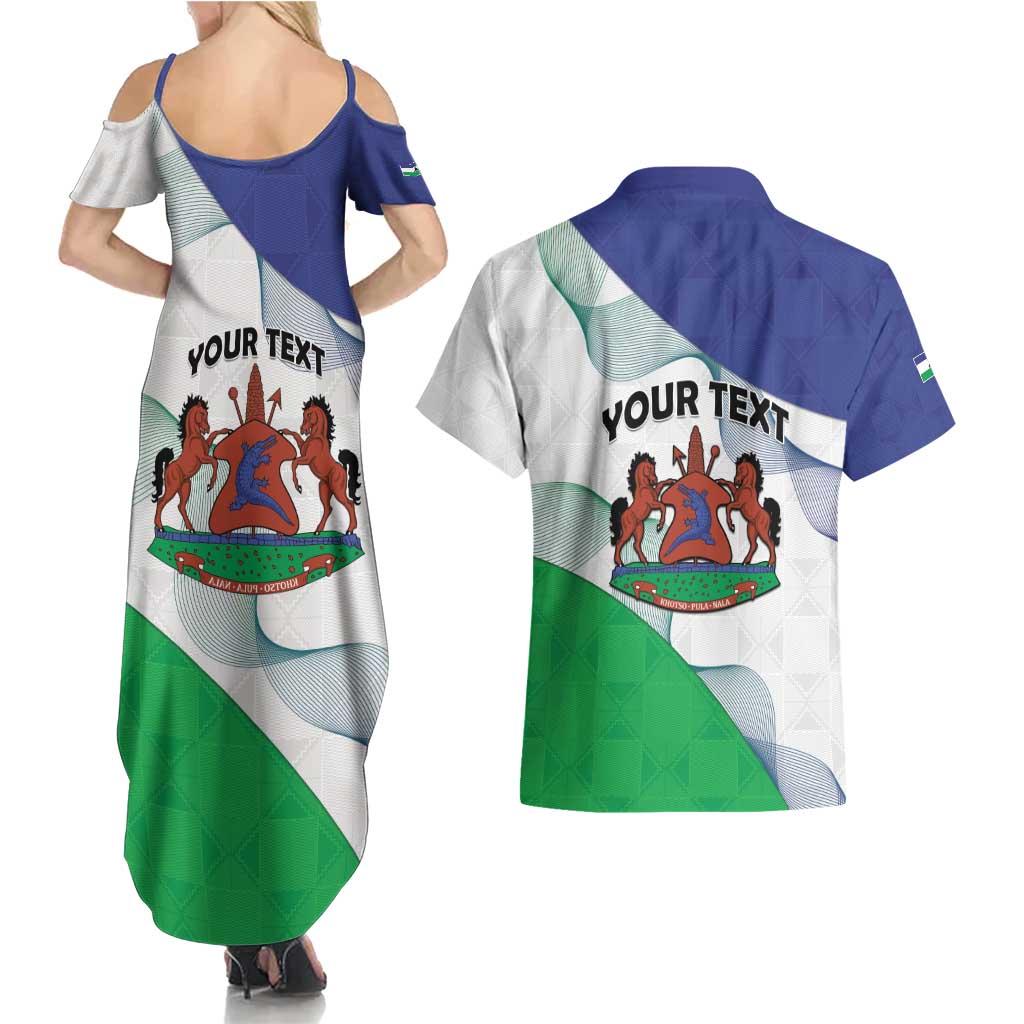 Personalized Lesotho Couples Matching Summer Maxi Dress and Hawaiian Shirt Coat Of Arms With Kente Pattern - Wonder Print Shop