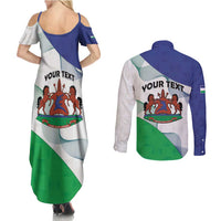Personalized Lesotho Couples Matching Summer Maxi Dress and Long Sleeve Button Shirt Coat Of Arms With Kente Pattern - Wonder Print Shop