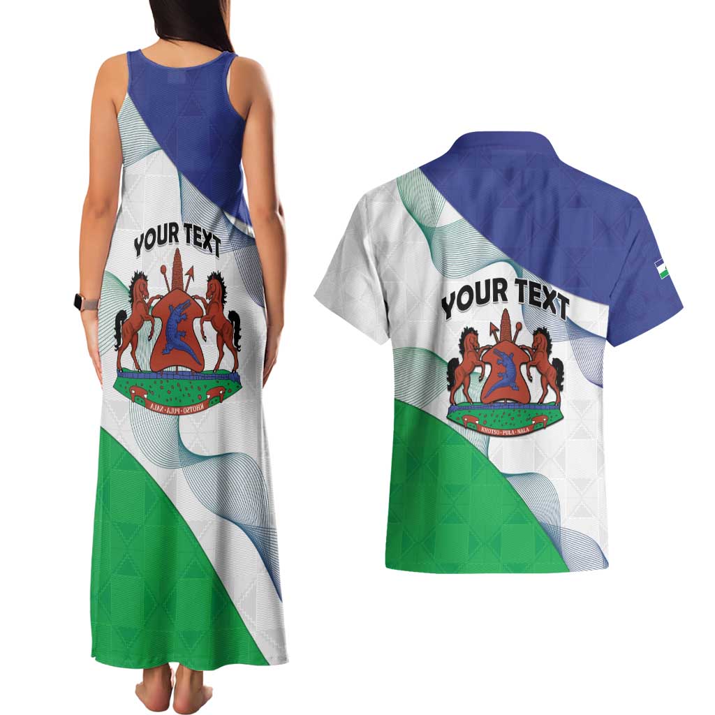 Personalized Lesotho Couples Matching Tank Maxi Dress and Hawaiian Shirt Coat Of Arms With Kente Pattern - Wonder Print Shop