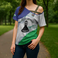 Personalized Lesotho Cross Shoulder Shirt Coat Of Arms With Kente Pattern - Wonder Print Shop