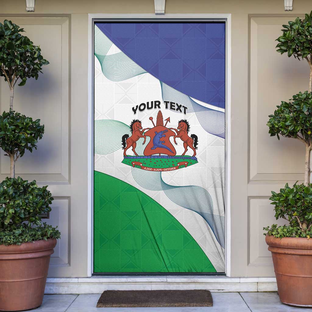 Lesotho Door Cover Coat Of Arms With Kente Pattern - Wonder Print Shop