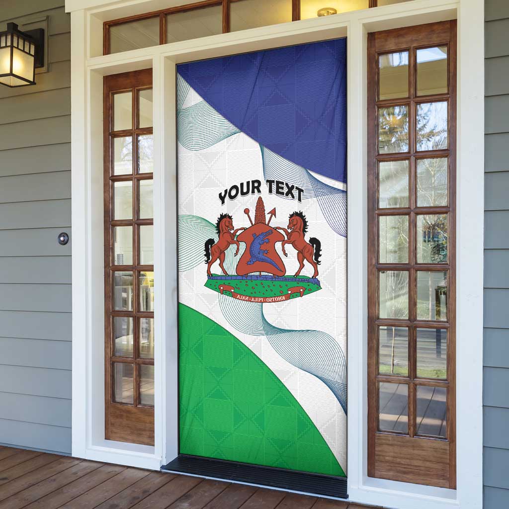 Lesotho Door Cover Coat Of Arms With Kente Pattern - Wonder Print Shop