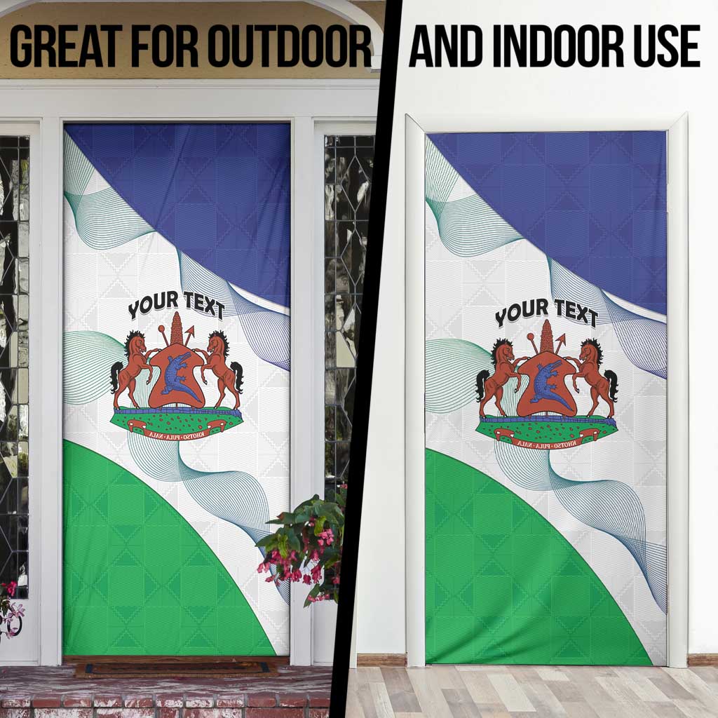 Lesotho Door Cover Coat Of Arms With Kente Pattern - Wonder Print Shop