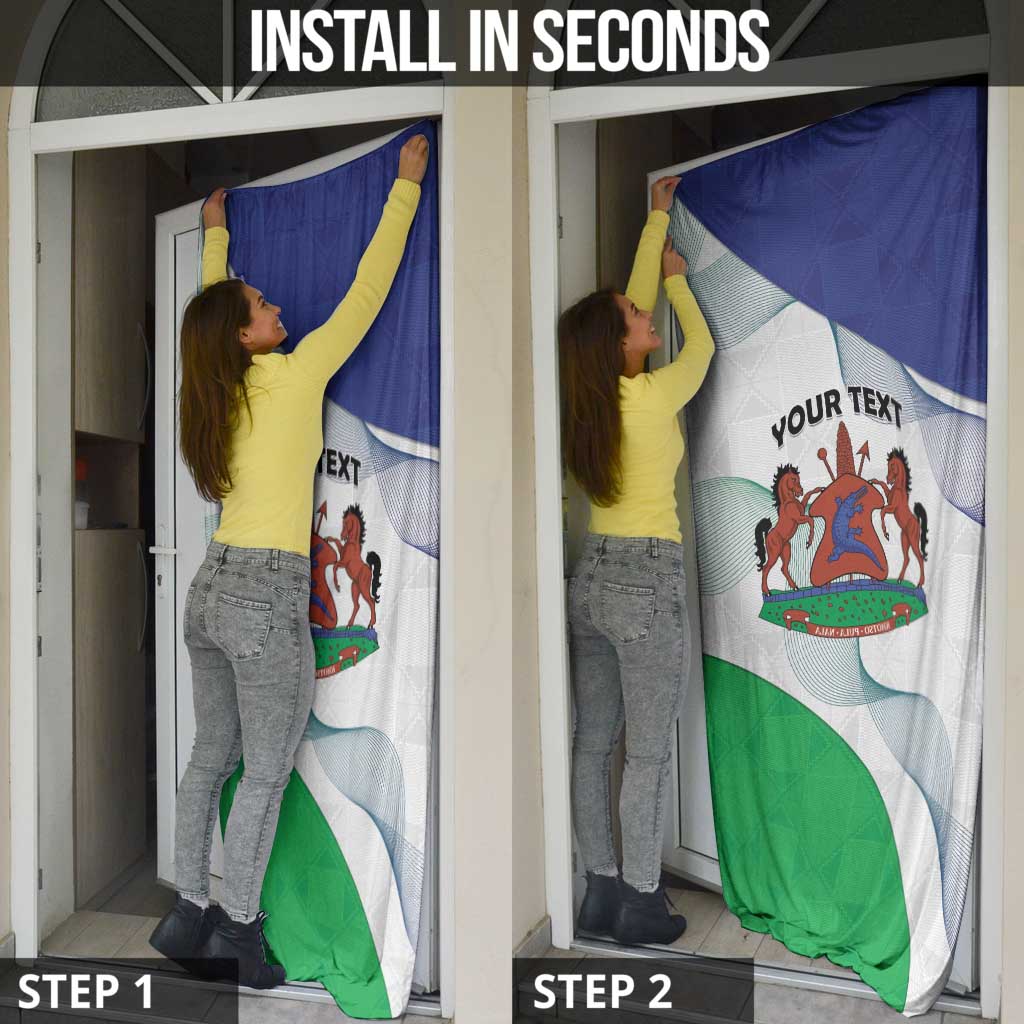 Lesotho Door Cover Coat Of Arms With Kente Pattern - Wonder Print Shop