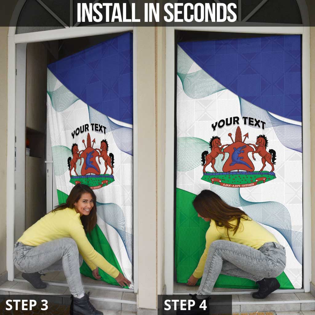 Lesotho Door Cover Coat Of Arms With Kente Pattern - Wonder Print Shop