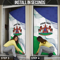 Lesotho Door Cover Coat Of Arms With Kente Pattern - Wonder Print Shop