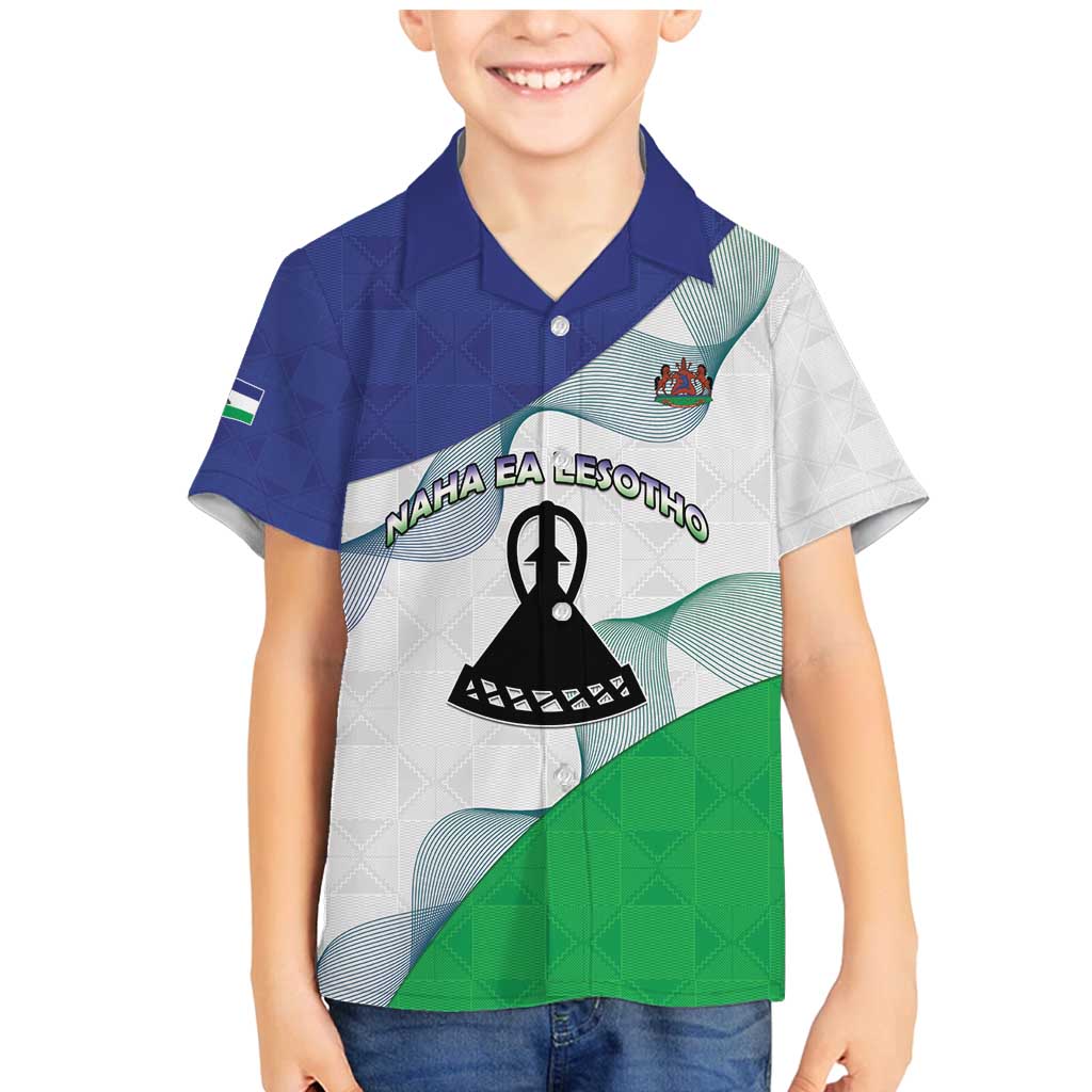 Personalized Lesotho Family Matching Mermaid Dress and Hawaiian Shirt Coat Of Arms With Kente Pattern - Wonder Print Shop