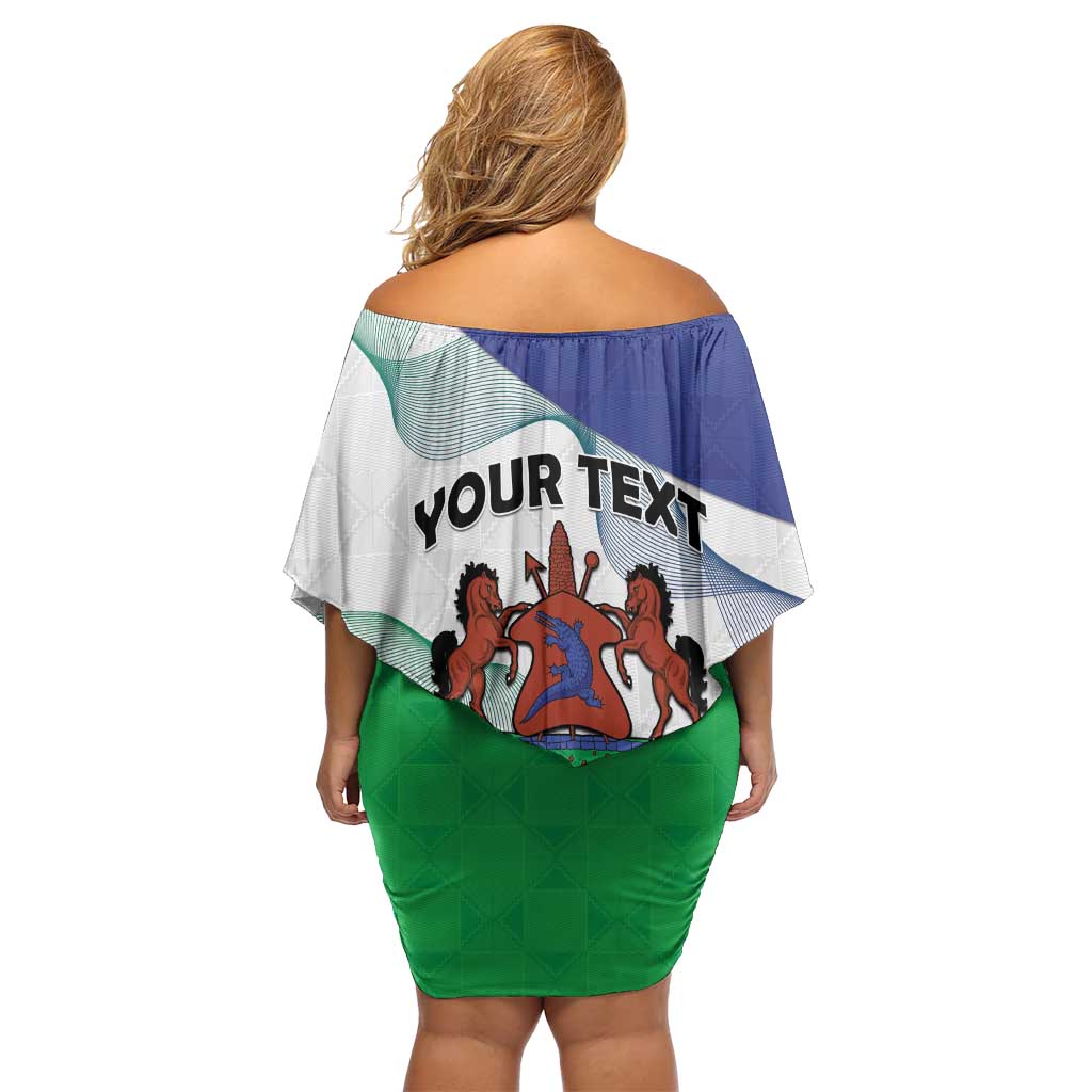 Personalized Lesotho Family Matching Off Shoulder Short Dress and Hawaiian Shirt Coat Of Arms With Kente Pattern - Wonder Print Shop