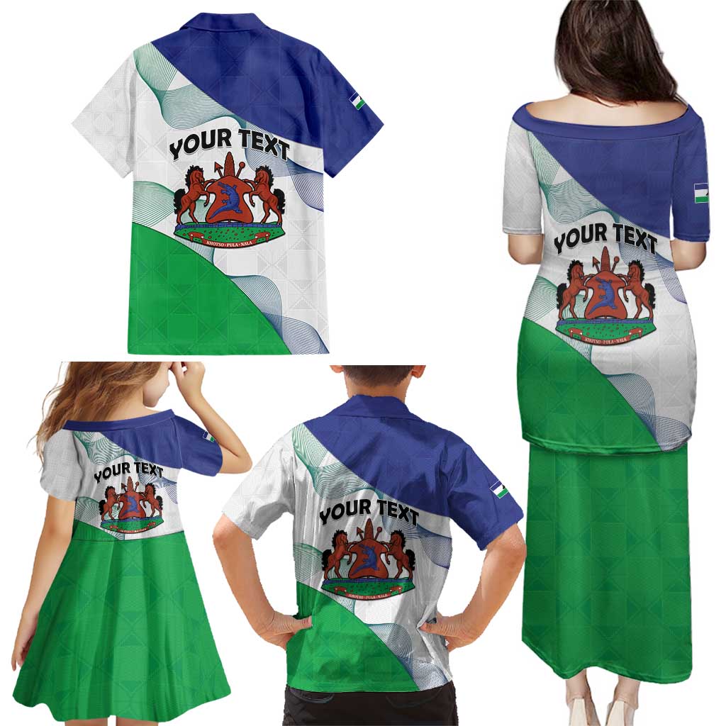 Personalized Lesotho Family Matching Puletasi and Hawaiian Shirt Coat Of Arms With Kente Pattern - Wonder Print Shop