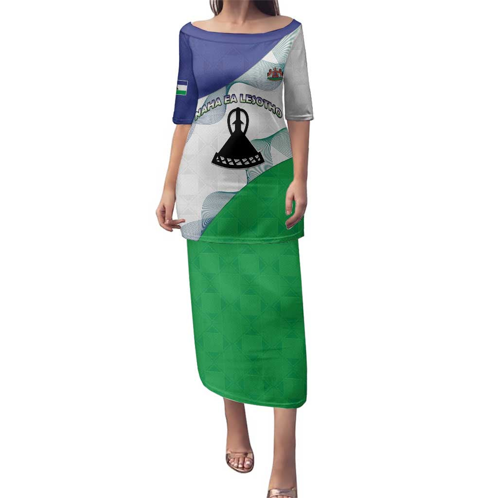 Personalized Lesotho Family Matching Puletasi and Hawaiian Shirt Coat Of Arms With Kente Pattern - Wonder Print Shop