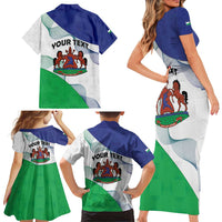 Personalized Lesotho Family Matching Short Sleeve Bodycon Dress and Hawaiian Shirt Coat Of Arms With Kente Pattern - Wonder Print Shop
