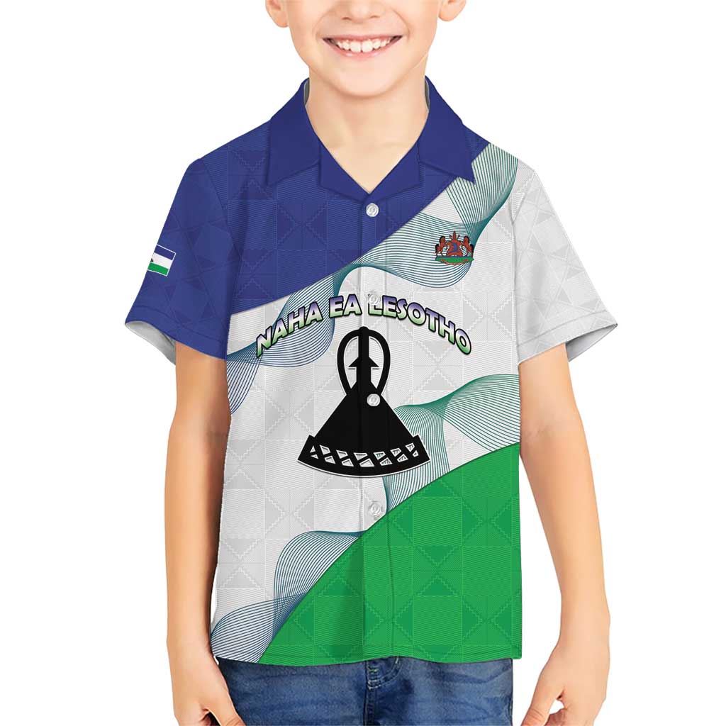 Personalized Lesotho Family Matching Short Sleeve Bodycon Dress and Hawaiian Shirt Coat Of Arms With Kente Pattern - Wonder Print Shop