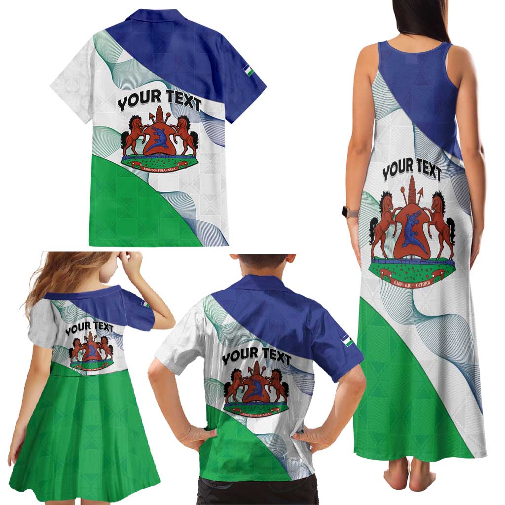 Personalized Lesotho Family Matching Tank Maxi Dress and Hawaiian Shirt Coat Of Arms With Kente Pattern - Wonder Print Shop
