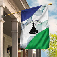 Lesotho Garden Flag Coat Of Arms With Kente Pattern - Wonder Print Shop