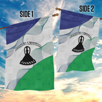 Lesotho Garden Flag Coat Of Arms With Kente Pattern - Wonder Print Shop