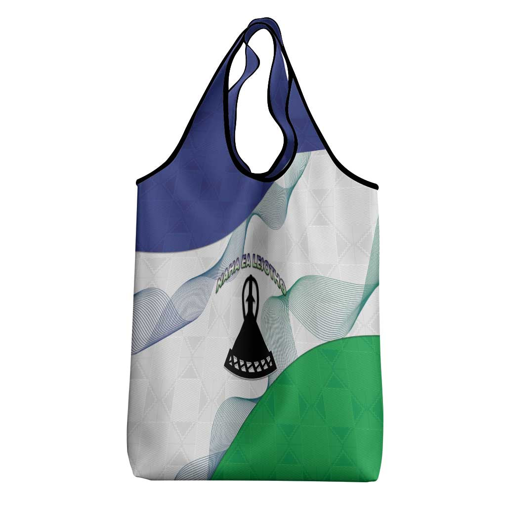 Lesotho Grocery Bag Coat Of Arms With Kente Pattern - Wonder Print Shop