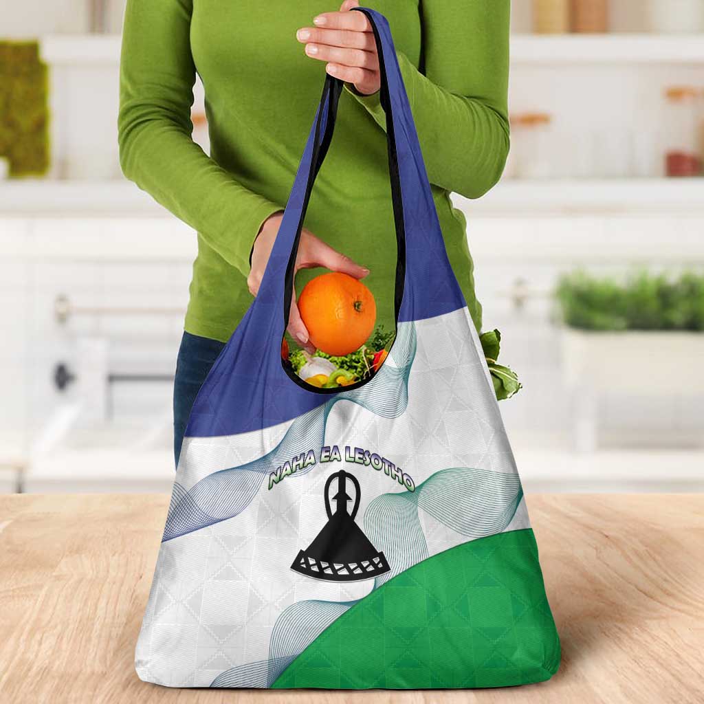 Lesotho Grocery Bag Coat Of Arms With Kente Pattern - Wonder Print Shop